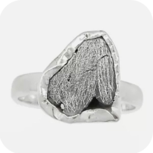 Genuine Muonionalusta Meteorite silver rings 6 and 7 - Picture 2 of 2